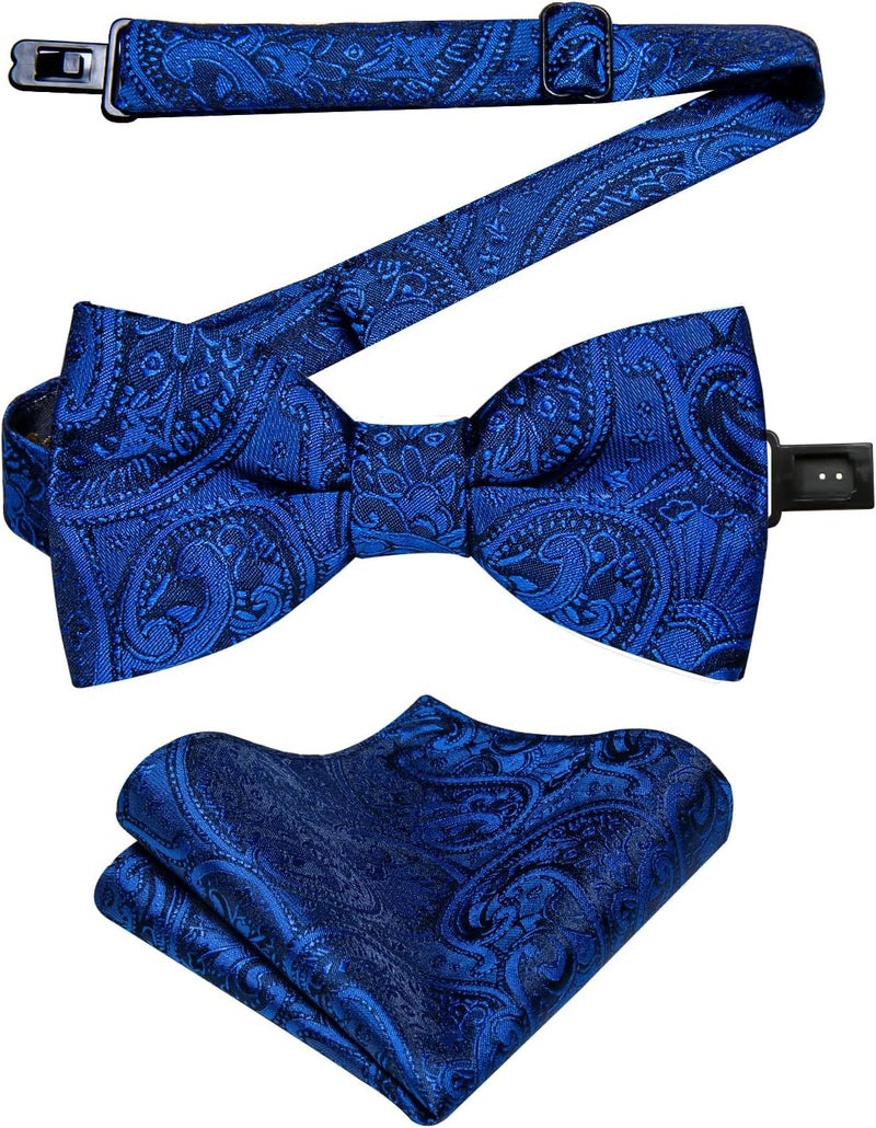 DiBanGu Boys Pre-tied Bow Tie,Silk Adjustable Bowtie and Pocket Square for Age 8-14 Kids Bowtie Wedding School Ceremony Party - Image 1